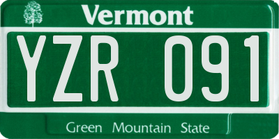 VT license plate YZR091