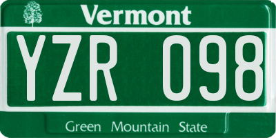 VT license plate YZR098