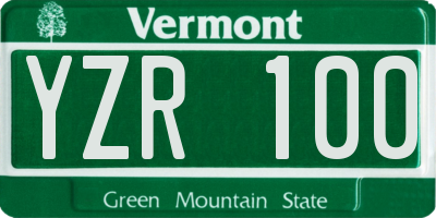 VT license plate YZR100