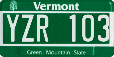 VT license plate YZR103