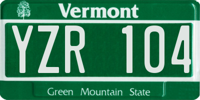 VT license plate YZR104