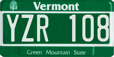 VT license plate YZR108