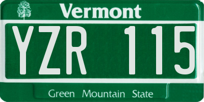 VT license plate YZR115