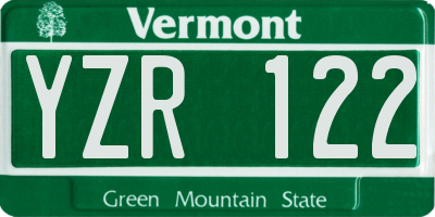 VT license plate YZR122