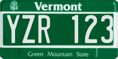 VT license plate YZR123