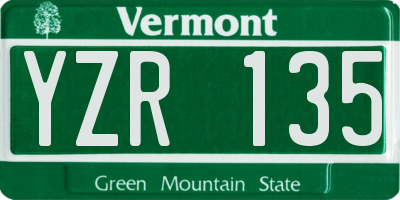 VT license plate YZR135