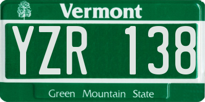 VT license plate YZR138