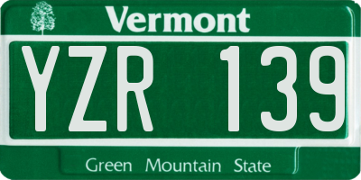 VT license plate YZR139