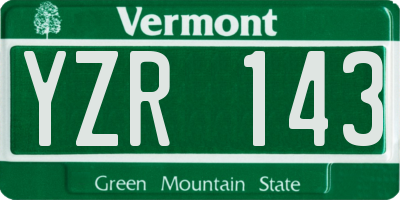 VT license plate YZR143