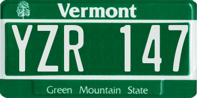 VT license plate YZR147