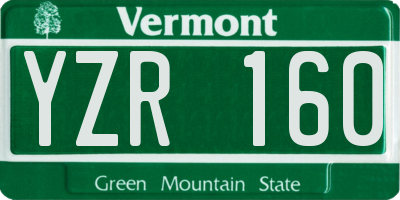 VT license plate YZR160