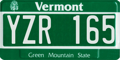 VT license plate YZR165