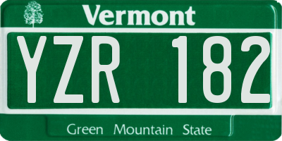 VT license plate YZR182