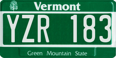 VT license plate YZR183