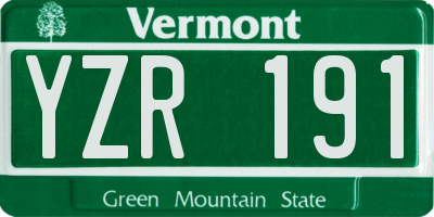 VT license plate YZR191