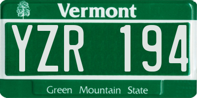 VT license plate YZR194