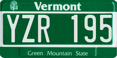 VT license plate YZR195