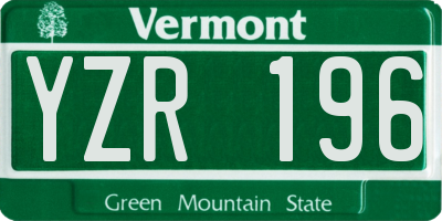 VT license plate YZR196