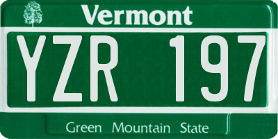 VT license plate YZR197
