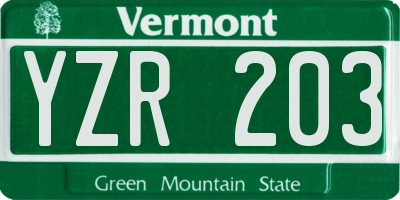 VT license plate YZR203