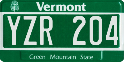 VT license plate YZR204