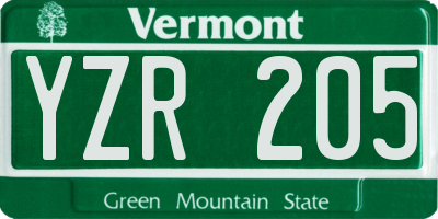 VT license plate YZR205