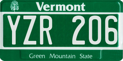 VT license plate YZR206