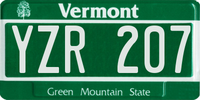 VT license plate YZR207