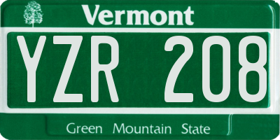 VT license plate YZR208