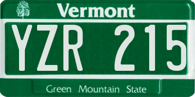 VT license plate YZR215