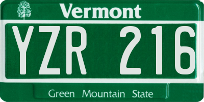 VT license plate YZR216
