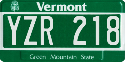 VT license plate YZR218