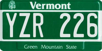 VT license plate YZR226