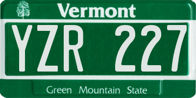 VT license plate YZR227