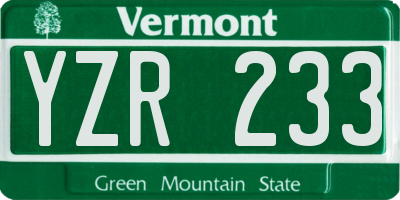 VT license plate YZR233