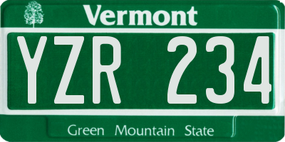 VT license plate YZR234