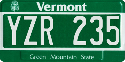 VT license plate YZR235