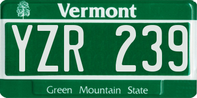 VT license plate YZR239