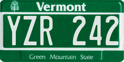 VT license plate YZR242