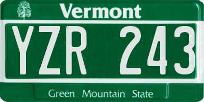 VT license plate YZR243