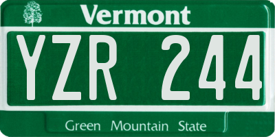 VT license plate YZR244
