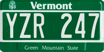 VT license plate YZR247