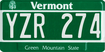 VT license plate YZR274