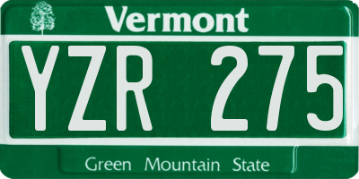 VT license plate YZR275