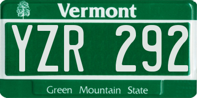 VT license plate YZR292