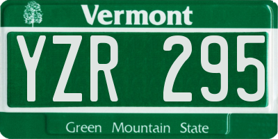 VT license plate YZR295