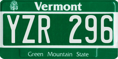 VT license plate YZR296