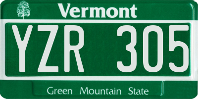 VT license plate YZR305
