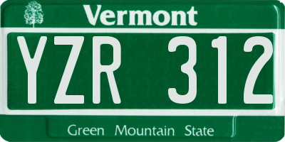 VT license plate YZR312