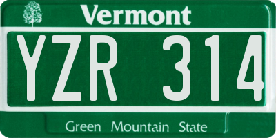 VT license plate YZR314
